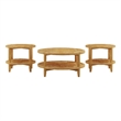 Pemberly Row 3-piece Round Rubberwood Coffee and End Table Set in Maple