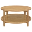 Pemberly Row Round Solid Wood Coffee Table with Lower Shelf in Maple Brown