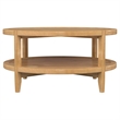 Pemberly Row Round Solid Wood Coffee Table with Lower Shelf in Maple Brown