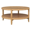 Pemberly Row Round Solid Wood Coffee Table with Lower Shelf in Maple Brown