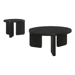 Pemberly Row 2-piece Solid Wood Coffee and End Table Set in Black