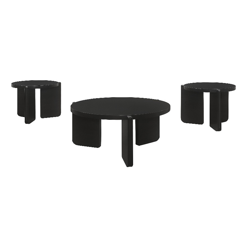 Pemberly Row 3-piece Solid Wood Coffee and End Table Set in Black