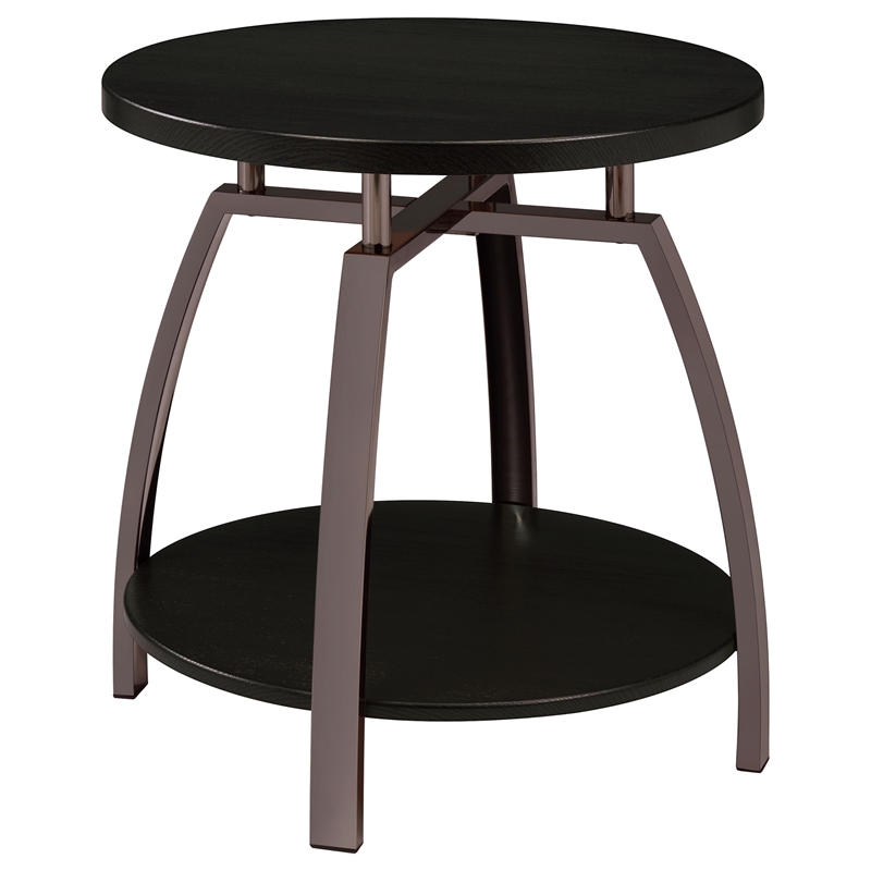 Pemberly Row 2-piece Round Coffee and End Table Set in Dark Charcoal