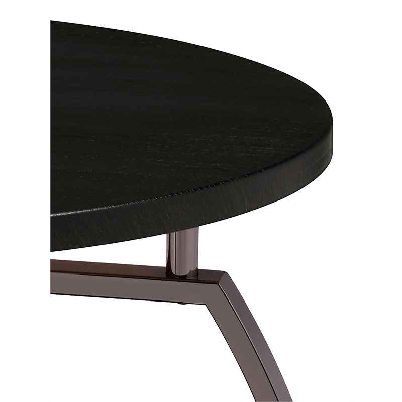 Pemberly Row 2-piece Round Coffee and End Table Set in Dark Charcoal