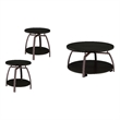 Pemberly Row 3-piece Round Coffee and End Table Set in Dark Charcoal