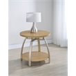 Pemberly Row Round Engineered Wood Top Side End Table in Brown