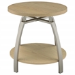 Pemberly Row Round Engineered Wood Top Side End Table in Brown