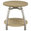 Pemberly Row Round Engineered Wood Top Side End Table in Brown