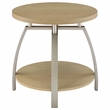 Pemberly Row Round Engineered Wood Top Side End Table in Brown