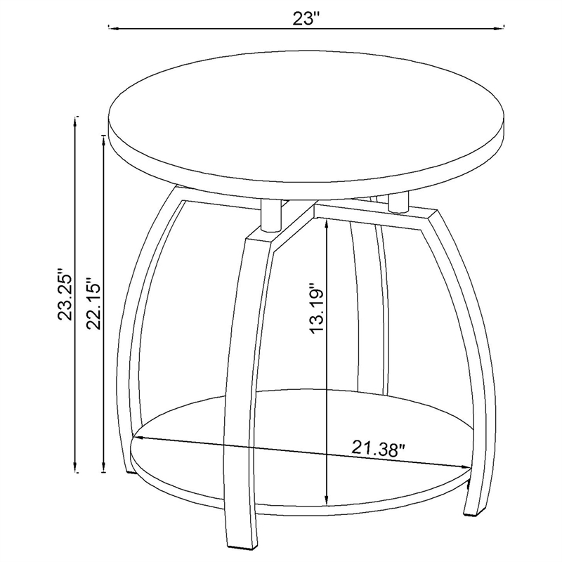Pemberly Row Round Engineered Wood Top Side End Table in Brown