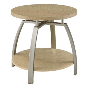 Pemberly Row Round Engineered Wood Top Side End Table in Brown