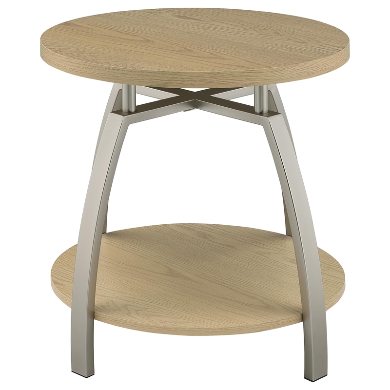 Pemberly Row 2-piece Round Engineered Wood Coffee and End Tables in Brown