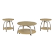 Pemberly Row 3-piece Round Engineered Wood Coffee and End Tables in Brown