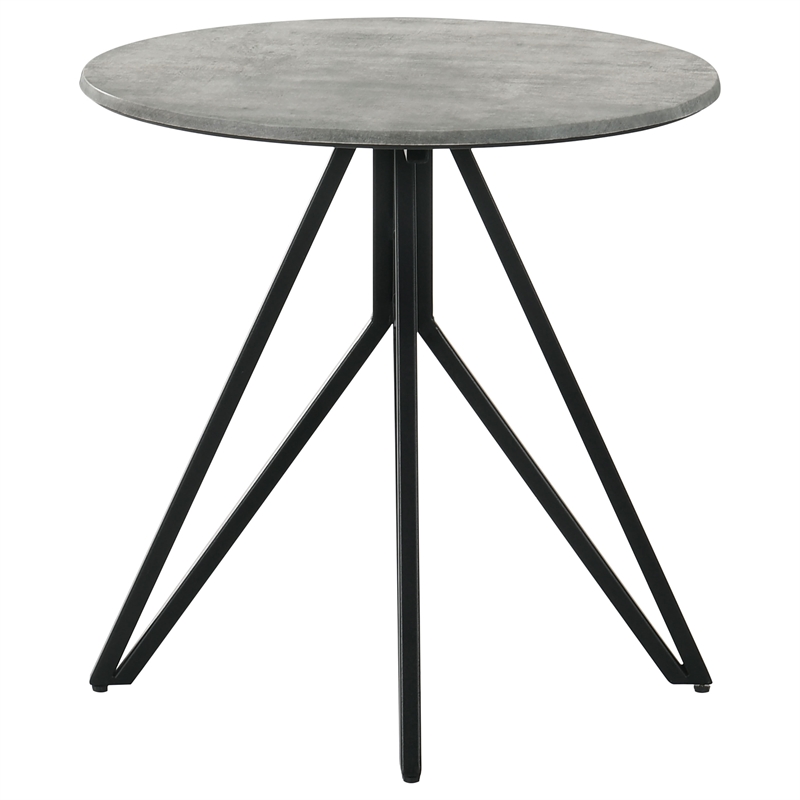 Pemberly Row 2-piece Round Laminate Coffee and End Table Set in Cement