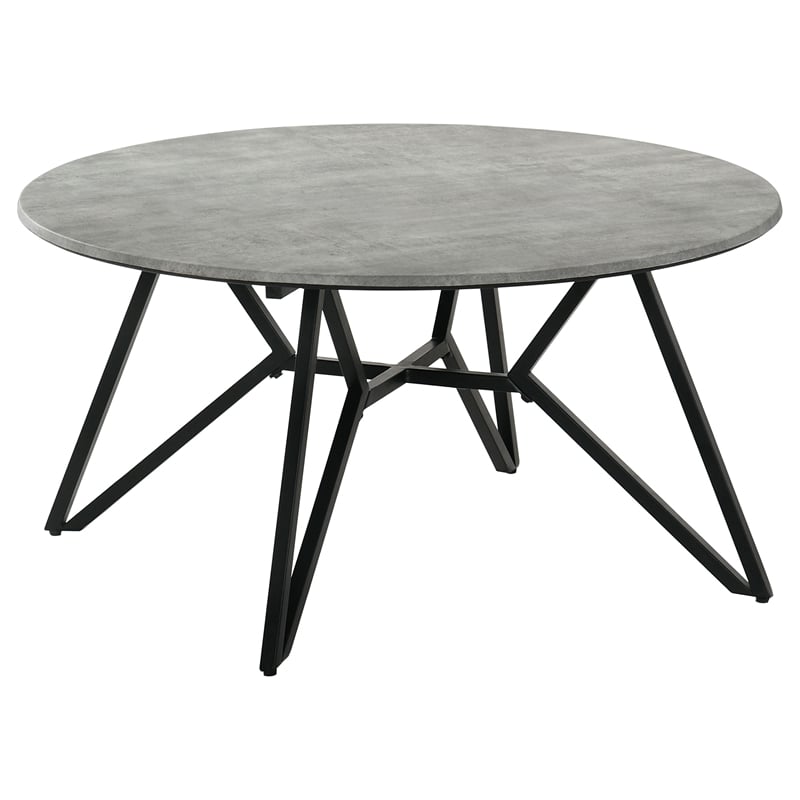 Pemberly Row 2-piece Round Laminate Coffee and End Table Set in Cement