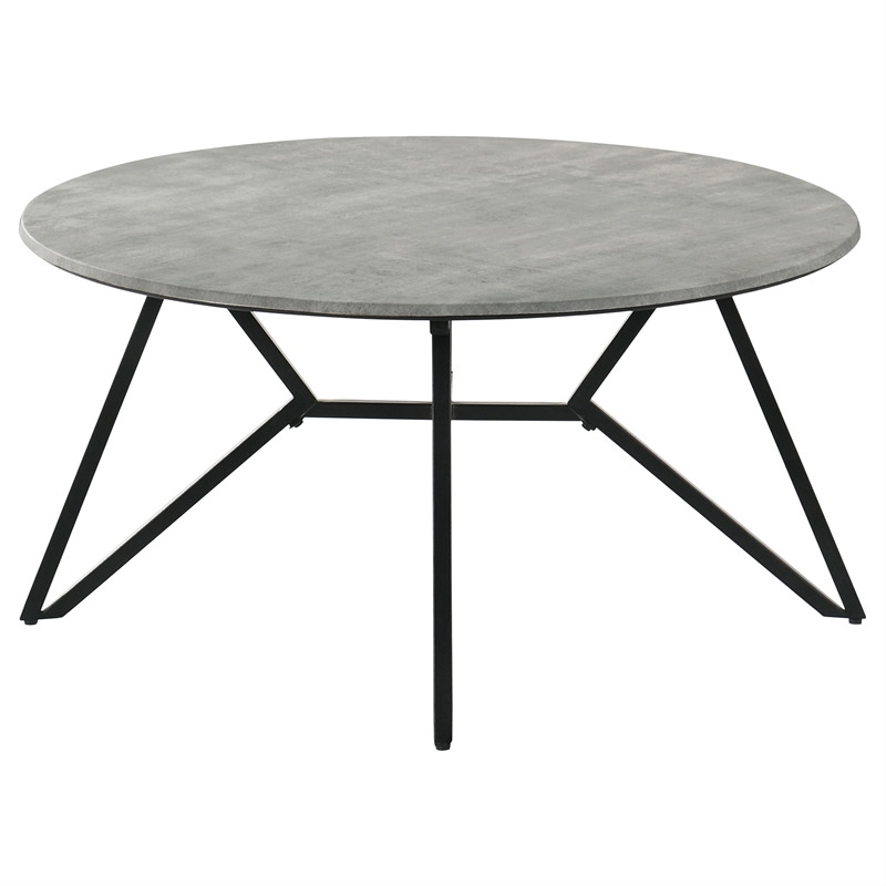 Pemberly Row 2-piece Round Laminate Coffee and End Table Set in Cement