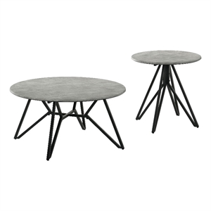 Pemberly Row 2-piece Round Laminate Coffee and End Table Set in Cement