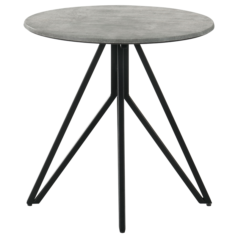 Pemberly Row 3-piece Round Laminate Coffee and End Table Set in Cement