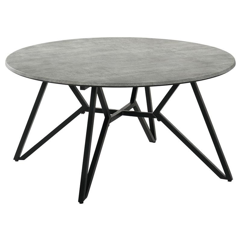 Pemberly Row 3-piece Round Laminate Coffee and End Table Set in Cement