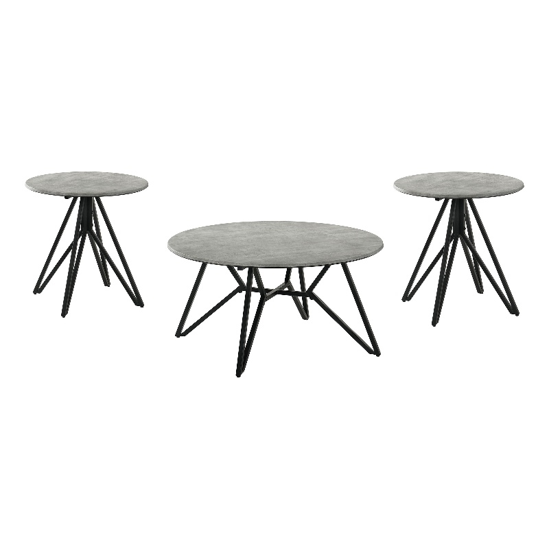 Pemberly Row 3-piece Round Laminate Coffee and End Table Set in Cement