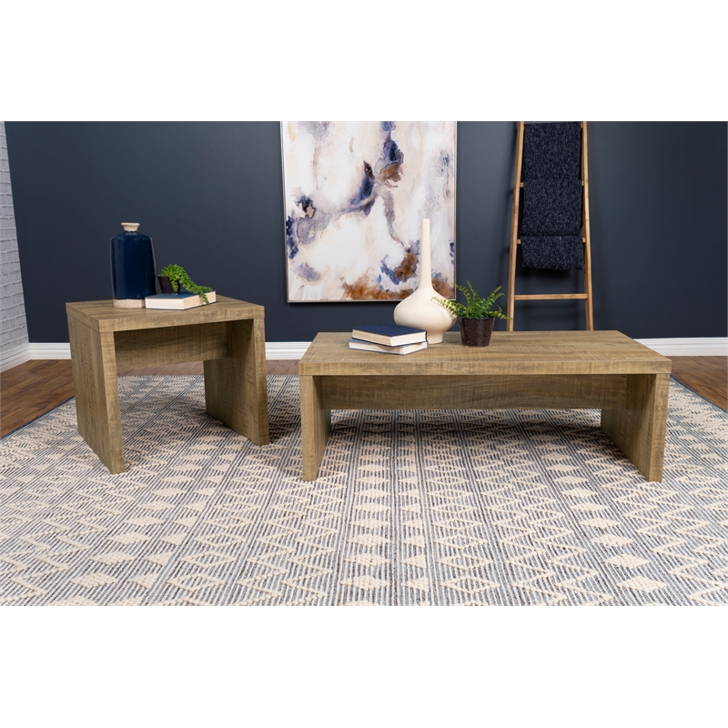 Pemberly Row 2-piece Rectangular Coffee and End Table Set in Mango
