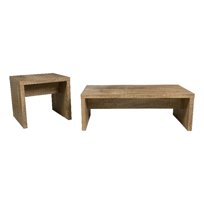 Pemberly Row 2-piece Rectangular Coffee and End Table Set in Mango