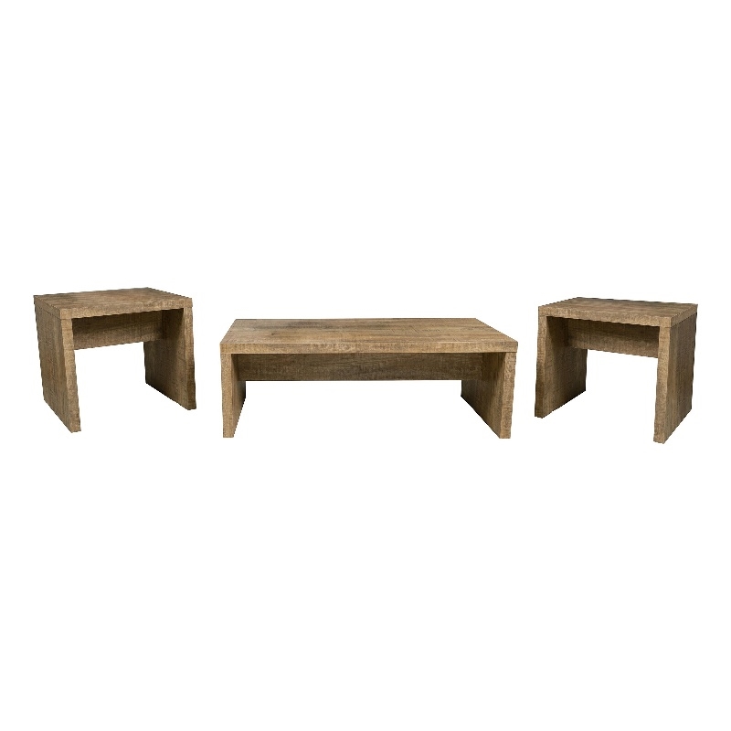 Pemberly Row 3-piece Rectangular Coffee and End Table Set in Mango