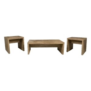 Pemberly Row 3-piece Rectangular Coffee and End Table Set in Mango