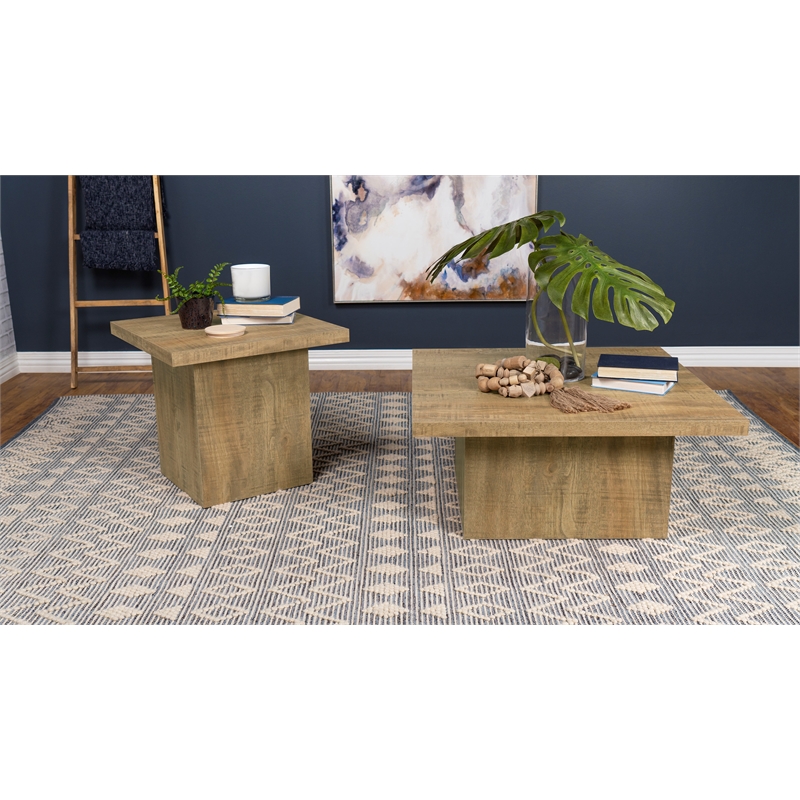 Pemberly Row 2-piece Square Laminate Coffee and End Table Set in Mango
