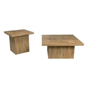 Pemberly Row 2-piece Square Laminate Coffee and End Table Set in Mango