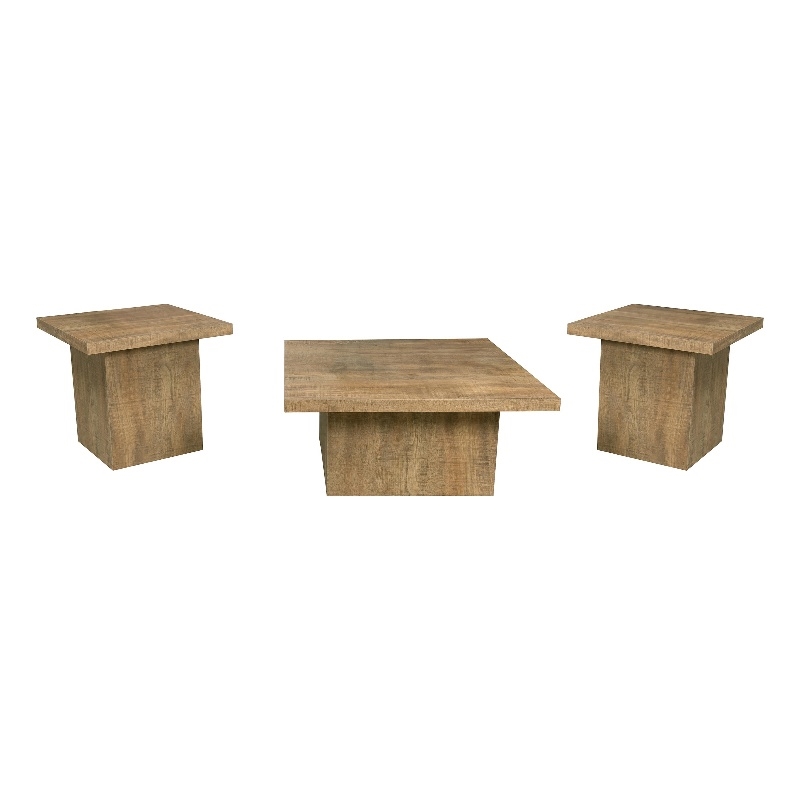 Pemberly Row 3-piece Square Laminate Coffee and End Table Set in Mango
