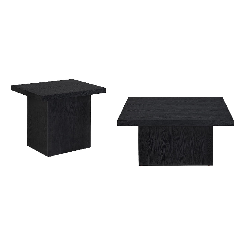 Pemberly Row 2-piece Square Engineered Wood Coffee Table Set in Black