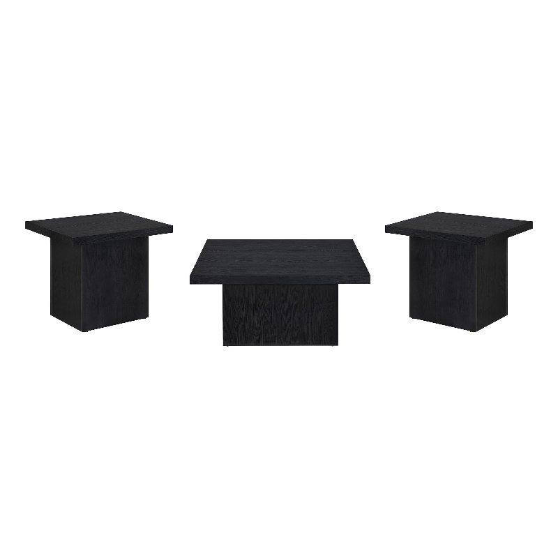 Pemberly Row 3-piece Square Engineered Wood Coffee Table Set in Black