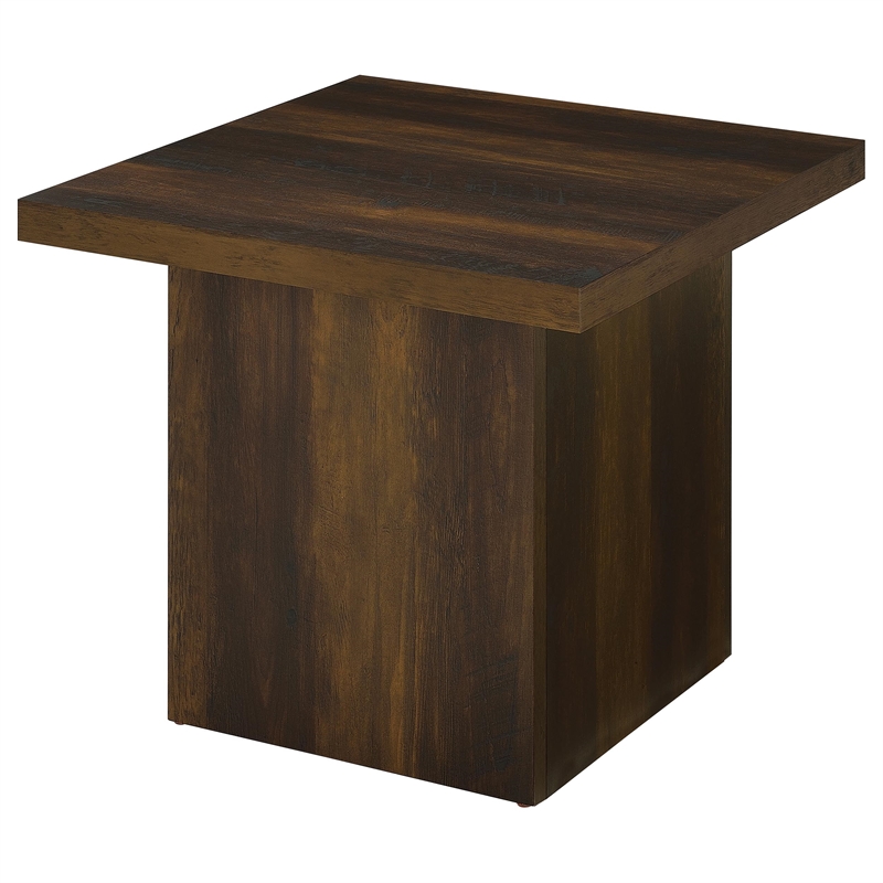 Pemberly Row Square Engineered Wood Side End Table in Dark Pine