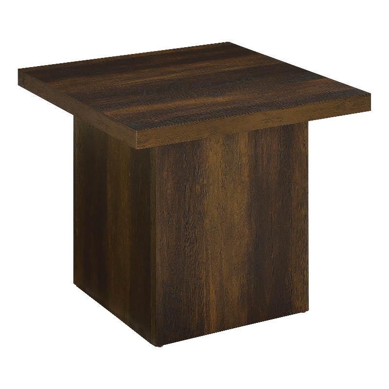 Pemberly Row Square Engineered Wood Side End Table in Dark Pine