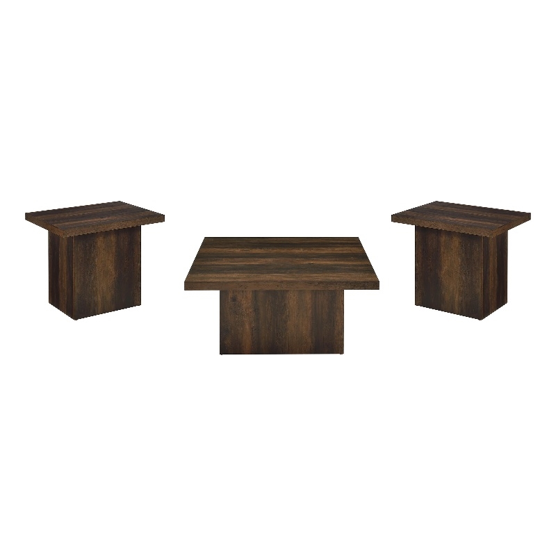 Pemberly Row 3-piece Square Engineered Wood Coffee Table Set in Dark Pine
