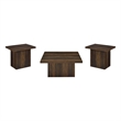 Pemberly Row 3-piece Square Engineered Wood Coffee Table Set in Dark Pine