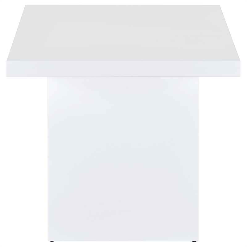 Pemberly Row Square Engineered Wood Side End Table in White High Gloss