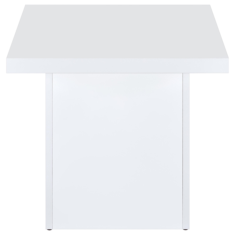 Pemberly Row Square Engineered Wood Side End Table in White High Gloss