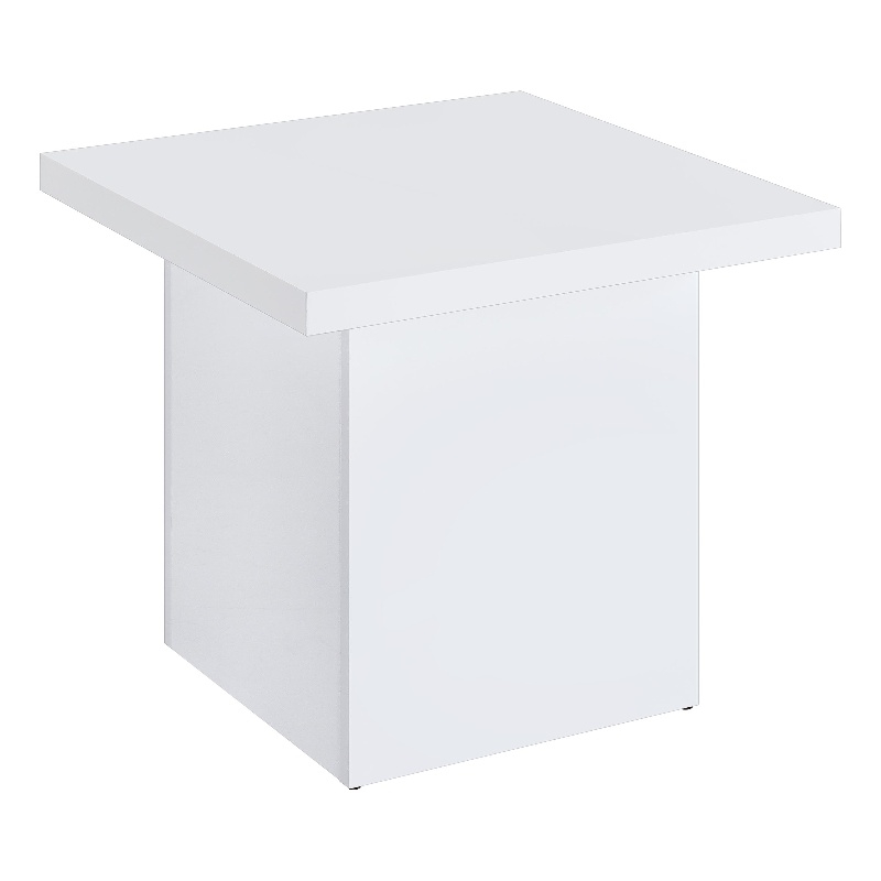Pemberly Row Square Engineered Wood Side End Table in White High Gloss