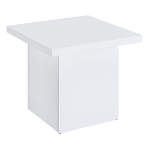 Pemberly Row Square Engineered Wood Side End Table in White High Gloss
