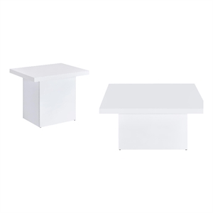 Pemberly Row 2-piece Engineered Wood Coffee Table Set in White High Gloss