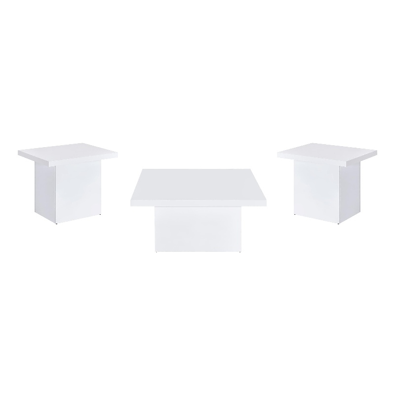 Pemberly Row 3-piece Engineered Wood Coffee Table Set in White High Gloss