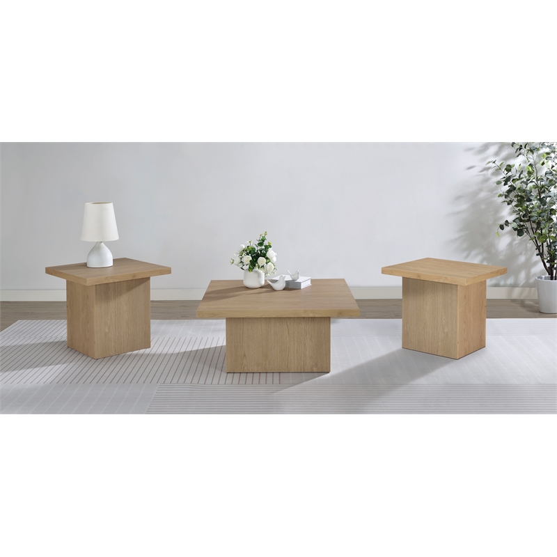Pemberly Row 3-piece Square Engineered Wood Coffee Table Set in Latte
