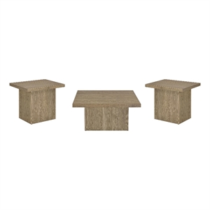 Pemberly Row 3-piece Square Engineered Wood Coffee Table Set in Latte