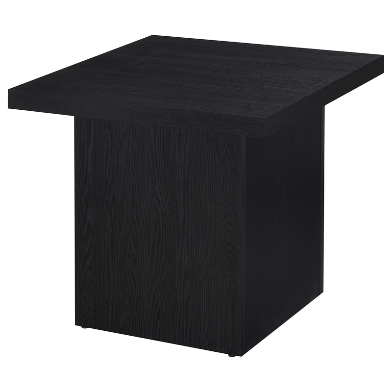 Pemberly Row Square Engineered Laminate End Side Table in Black