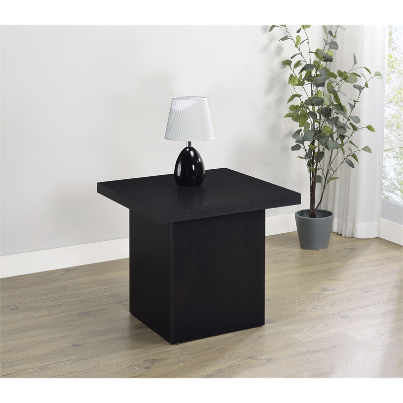 Pemberly Row Square Engineered Laminate End Side Table in Black