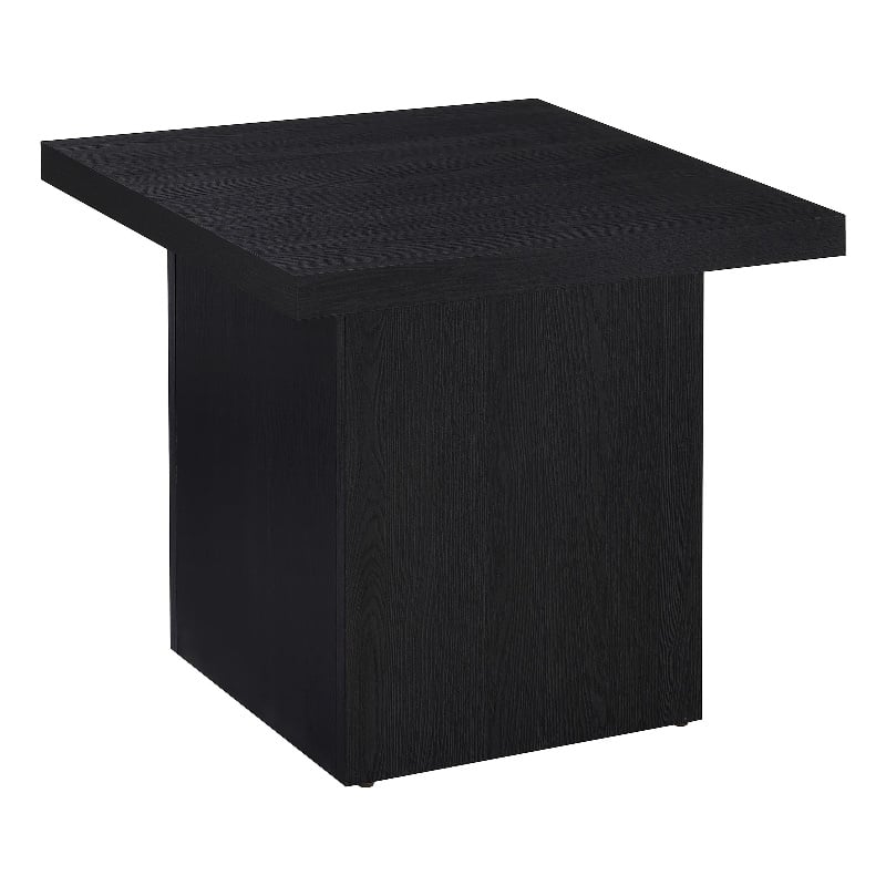 Pemberly Row Square Engineered Laminate End Side Table in Black