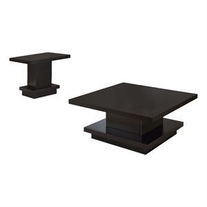 Pemberly Row 2-piece Square Coffee and End Table Set in Cappuccino