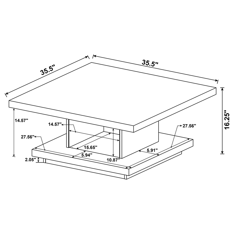 Pemberly Row 3-piece Square Coffee and End Table Set in Cappuccino